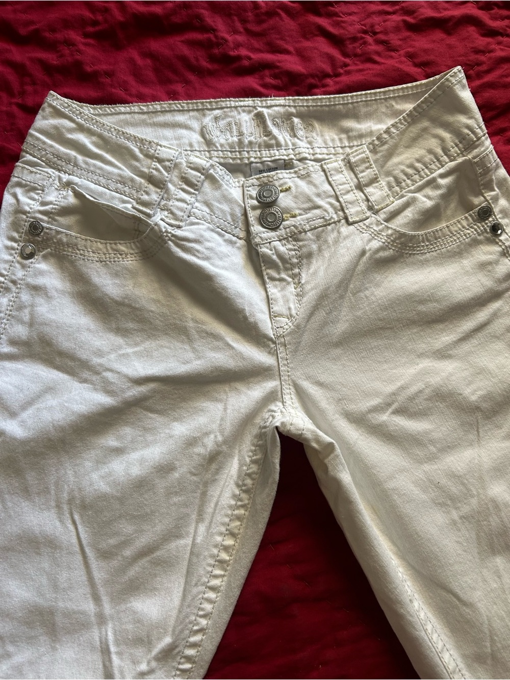 Wallflower Women's White Stretch Jeans - Classic Mid-Rise